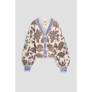 FARM Rio Floral-print brushed knitted cardigan